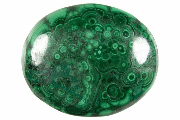 Polished Banded Malachite Palm Stone - DR Congo #321185
